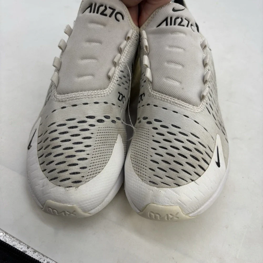 Nike Air Max 270 Shoes Womens 7.5 White Black Shoes Sneakers AH6789-100 No Laces